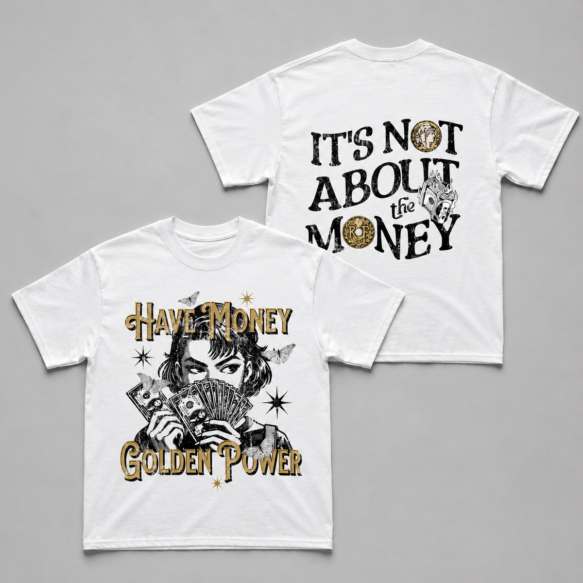 Women's Vintage Cotton Golden Money T-Shirt