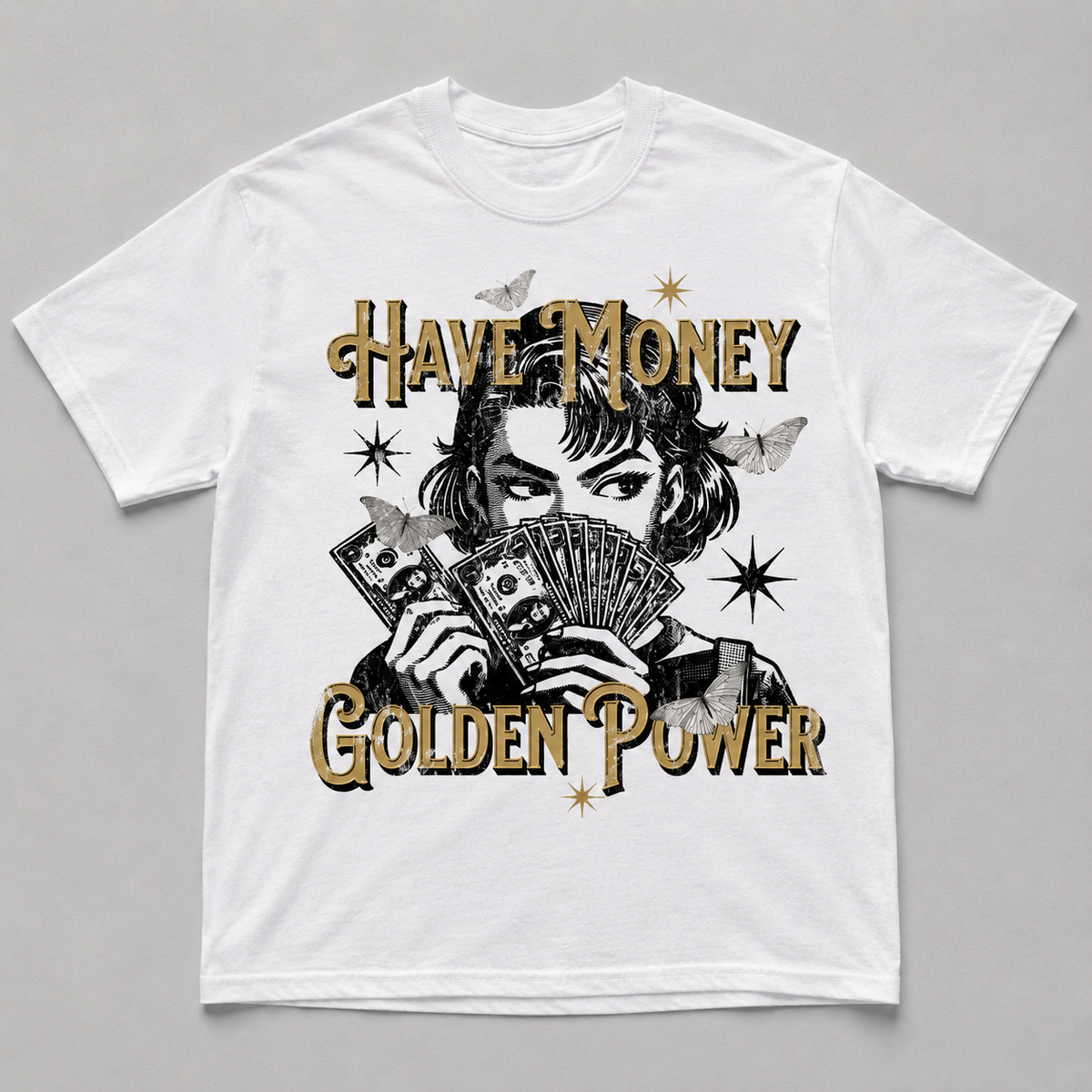 Women's Vintage Cotton Golden Money T-Shirt